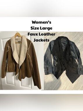 Women’s Size Large Faux Leather Jacket Lot